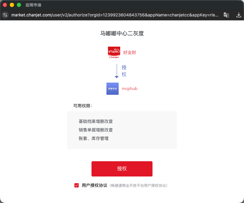 确认 MCP 数据权限并授权